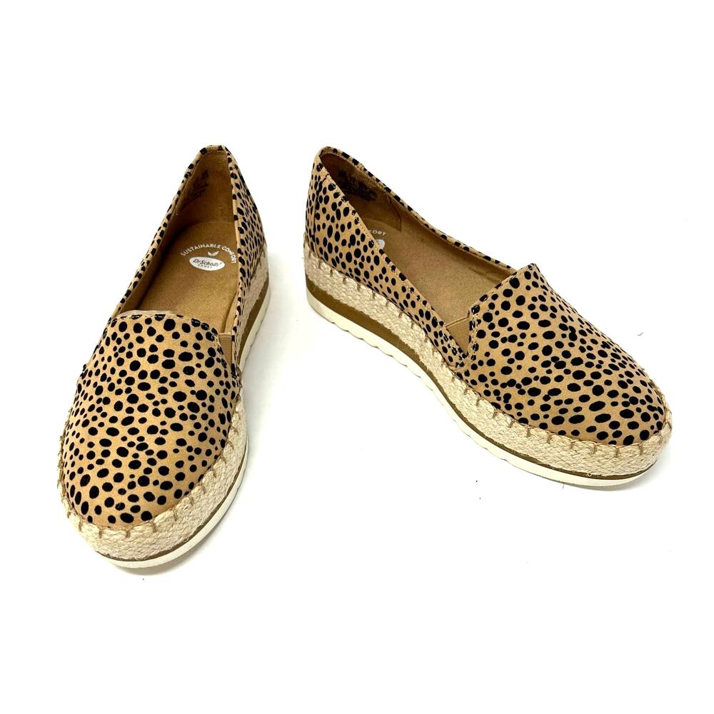 Dr. Scholls Size 8.5 Flats Brown Slip On Sneaker Thick Sole Comfort Animal Print
